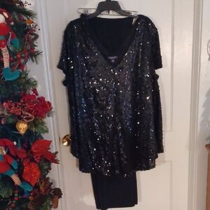 Roaman's 2 Pc. Outfit Swing Short Sleeve Top And Pull On Pants Size 26W